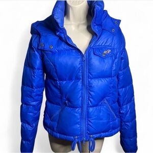 Hollister Blue Puffer Jacket 50%Down Feather insulated Medium